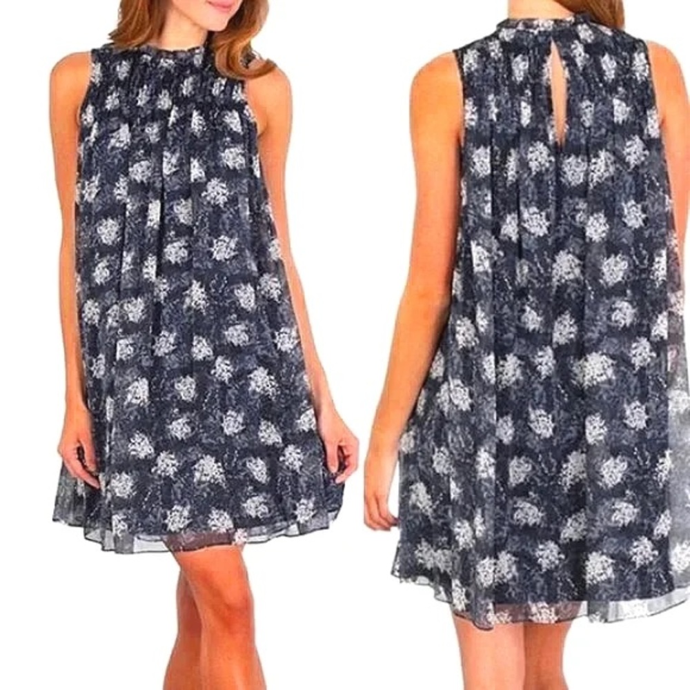 Joie | Thelen Baltic Print Smocked Chiffon Swing Dress